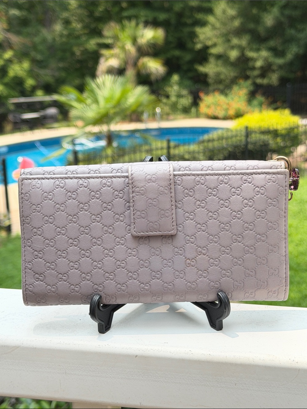 Gucci RARE  Vintage LILAC Embossed GG Leather Wallet Clutch